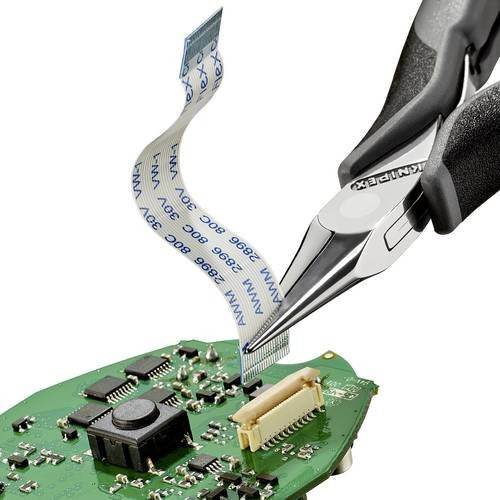 Knipex Elektronik-Greifzange 35 22 115 ESD in Schwarz-Grau mit durchgestecktem Präzisionsgelenk und Mehrkomponenten-Hüllen, Länge: 115 mm - Bild 1