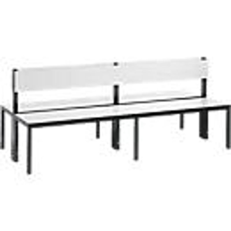 C+P Möbelsysteme Sitzbank Basic Plus doppelseitig mit Rückenlehne, Farbe Weiß, Gestell Schwarzgrau, H: 79,6 cm, B: 196,0 cm, T: 76,0 cm - Bild 2