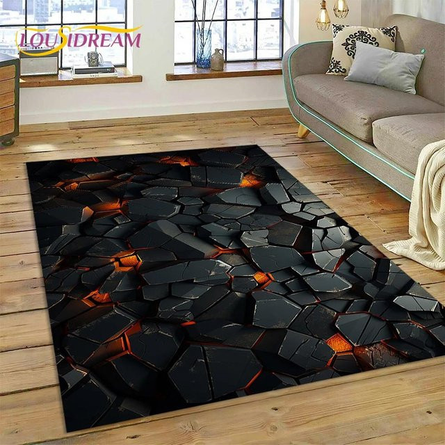 Karpetti Vulkan 3D Lava Magma Teppich, Schwarz, B/T: 120 x 80 cm - Bild 1