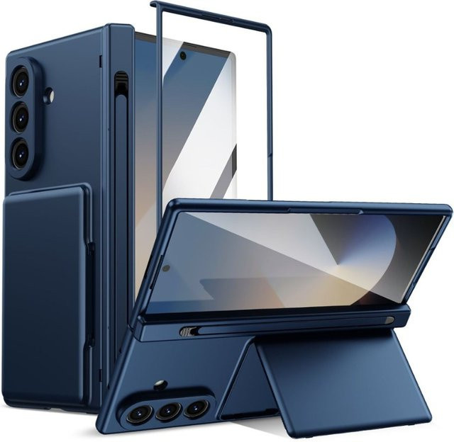 Samsung Galaxy Z Fold 5 6 7 8 Ultra 5G Schutzhülle mit Scharnierschutz, Kartenhalter, Ständer, Stift und Displayschutz in Schwarz oder Grau - Bild 1