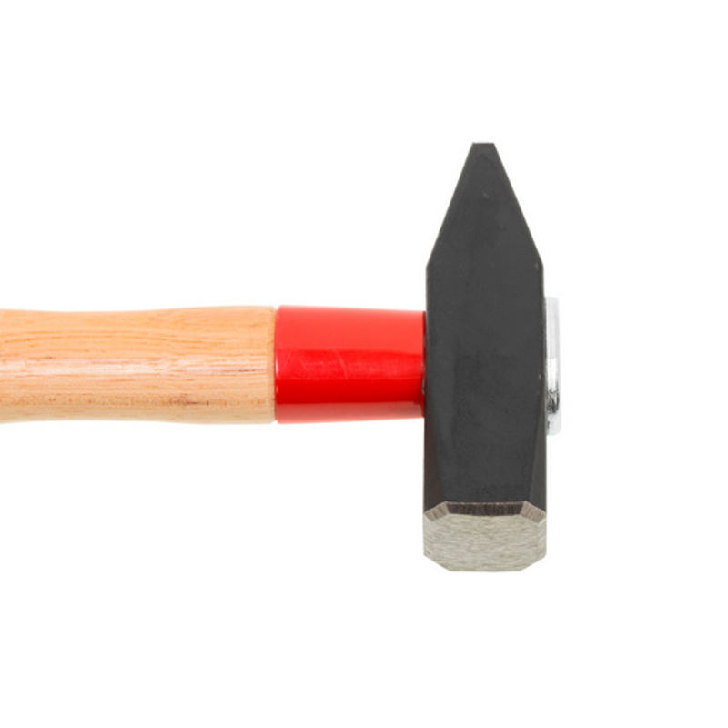 Gedore Schlosserhammer mit Hickoryholz-Stiel und ROTBAND-PLUS Stahlschutzhülse, Schwarz/Rot/Braun - Bild 2
