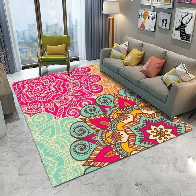 Vintage Marokkanischer Türkischer Fußabtreter im Boho-Stil, rutschfester orientalischer Teppich für Küche, Badezimmer oder Garten, B/T: 60 x 40 cm - Bild 1