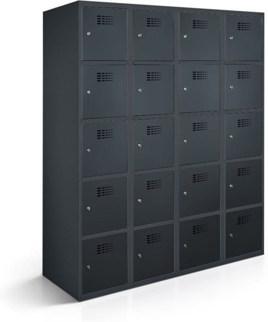 rotstahl Fächerschrank mit 20 Fächern in Anthrazit, B/T/H: 120 x 50 x 180 cm - Bild 1