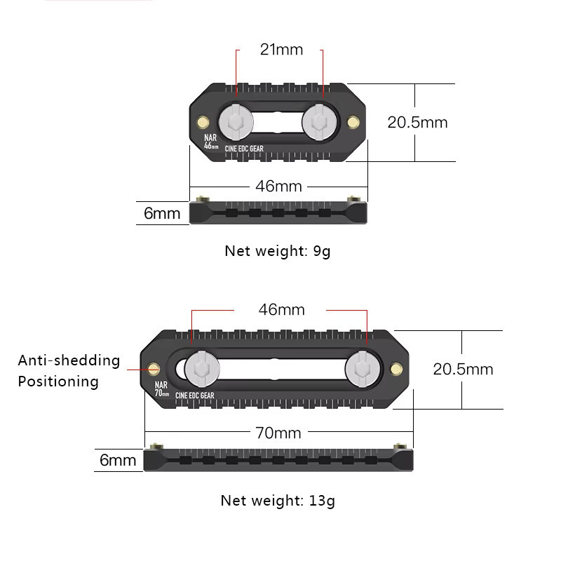 SZKOSTON Mini-NATO-Schienenkamera mit Anti-Off-Schnellverschluss in Schwarz für FX3 und FX30, NATO-Griff-Kamerakäfig mit 6 mm Schienenstärke, Länge: 46–70 mm - Bild 2