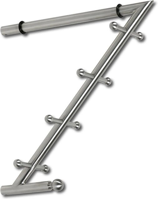 Technik Team Garderobenarm Month aus Edelstahl gebürstet in Silber mit 4 Doppelhaken - Bild 1