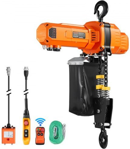 VEVOR Elektrischer Kettenzug 1000 kg mit 3 m Hubhöhe, 230 V Einphasen-Brückenkran in Orange mit Funk- und Kabelfernbedienung - Bild 1