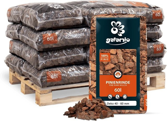 Galamio Rindenmulch Pinie Deko in Braun mit 60 l pro Sack (12er Palette) - Bild 1