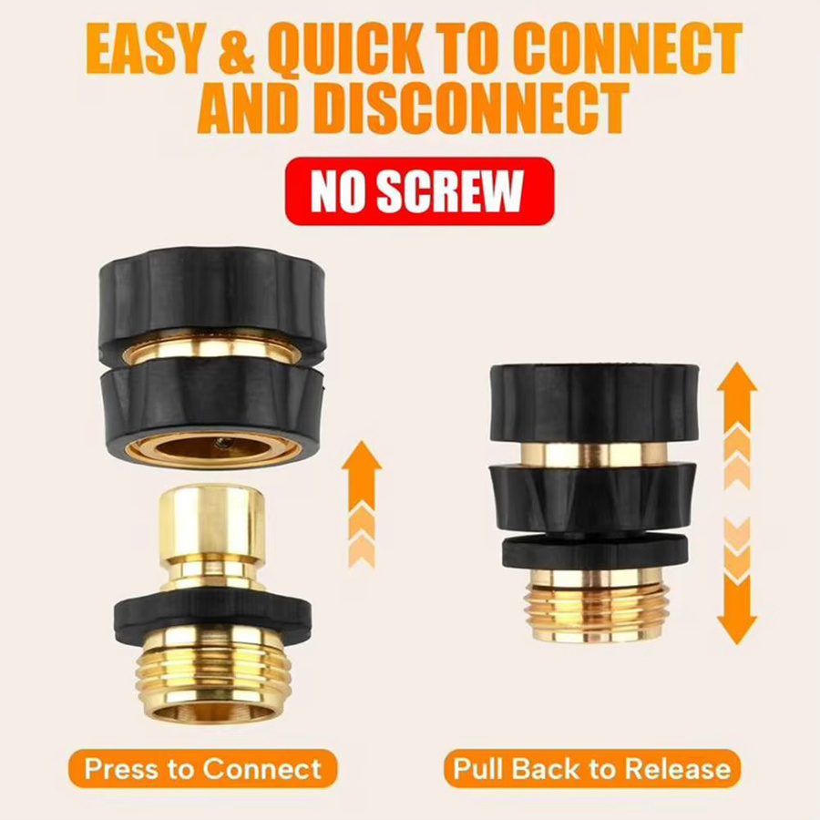 Aihogard 4-teiliges Set Gartenschlauchadapter in Schwarz, 3/4 Zoll Schnellverbindungsset für die Rasenbewässerung - Bild 5