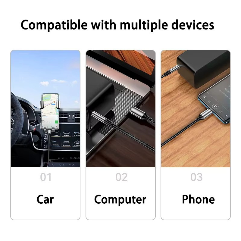 KAFNHCKA USB-C auf 3,5mm Klinkenadapter Aux-Kabel für iPhone, Xiaomi und Huawei zur Verbindung von Kopfhörern und Lautsprechern - Bild 5