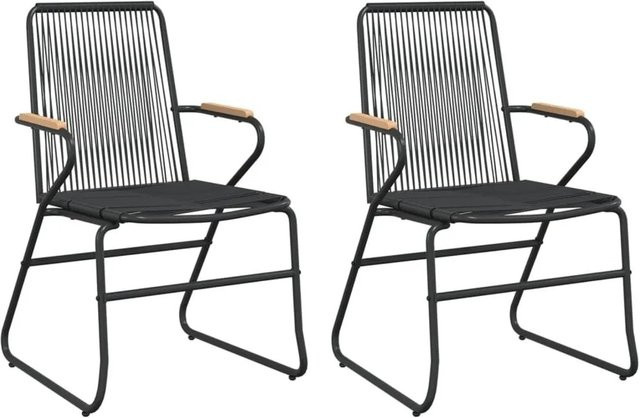 Furnicato Gartenstuhl aus PVC-Rattan und Stahlgestell in Schwarz mit Armlehnen, B/T/H: 58 x 59 x 85,5 cm - Bild 1