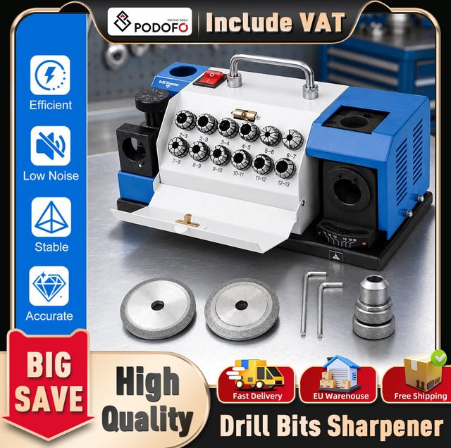 Podofo Hochpräzisions-Spiralbohrer-Schleifmaschine 220V mit automatischem Messerschleifer und Bohrerschärfer für 90-145 Grad - Bild 1