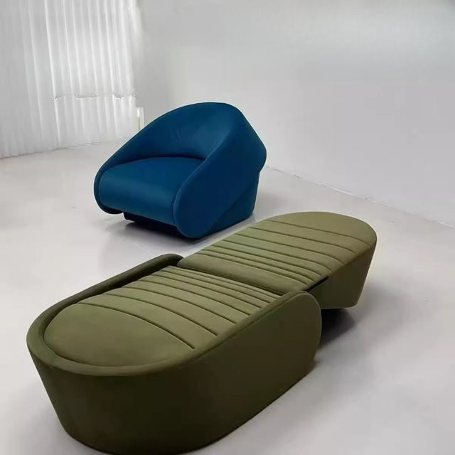 DUTRIEUX Multifunktionales Sofa Bett im Nordic-Stil, minimalistisches faltbares Doppel-Schlafsofa aus Stoff für das Wohnzimmer, erhältlich in Blau oder Gelb - Bild 1