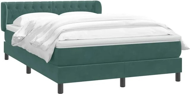 vidaXL Boxspringbett mit Matratze in Dunkelgrün aus Samt, Hybridbett mit Taschenfederkern, B/T/H: 160 x 220 x 163 cm - Bild 1