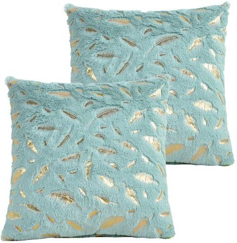 2er-Set JMG Clothing Pelz-Zierkissenbezüge aus Plüsch in Bronze und Blau, B/B: 45 x 45 cm - Bild 1