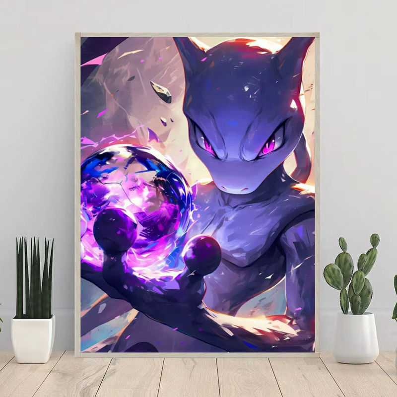 Potdemiel Diamond Painting Set Mewtwo Pokemon Motiv als 5D Kreuzstich Mosaik Stickerei für Kinder in Mehrfarbig - Bild 2