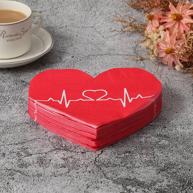 20 Stück rote Liebesherz-Papierservietten für Valentinstag, Hochzeit und Party - Bild 1