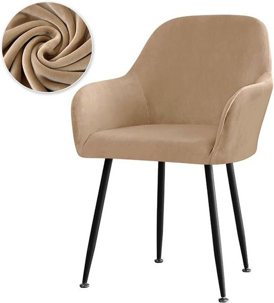 Airldianer Samt-Bezüge für Hochsessel aus elastischem Plüsch-Fleece, beige, waschbar - Bild 1