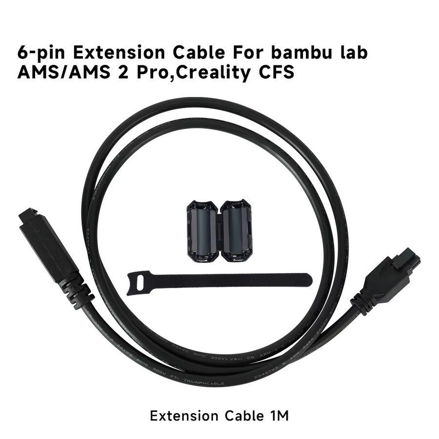 Bambu Lab Upgrade 6-poliges AMS Verlängerungskabel für AMS/AMS 2 Pro/AMS HT und Creality CFS-Drucker, Farbe: Schwarz, Länge: 1 m - Bild 4
