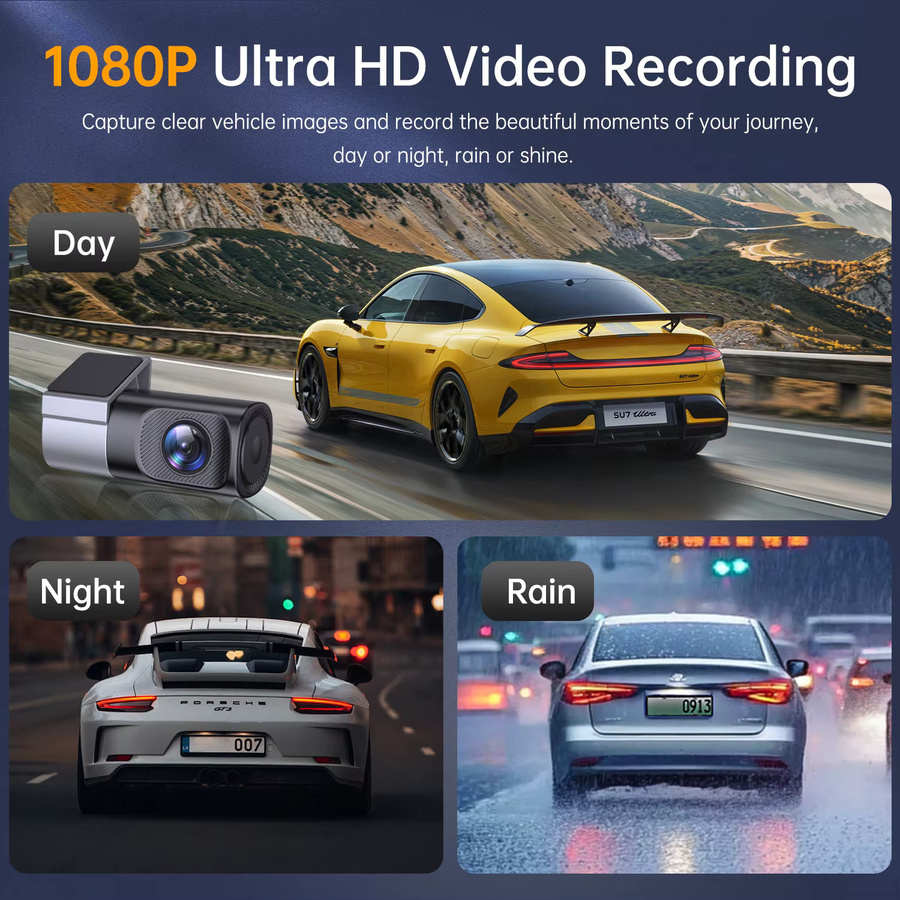 Eye4U DashCam Full HD 1080P Fahrzeug-Videorecorder mit WiFi und App-Steuerung sowie 360 Grad Rotation und Nachtsicht für alle Autos - Bild 2