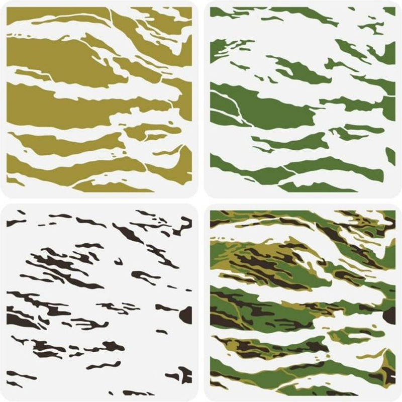 Beebeecraft 3er Set Tiger-Streifen-Tarnschablonen aus Kunststoff mit Tierdruck-Muster, B/B/B: 30 x 30 x 30 cm - Bild 1