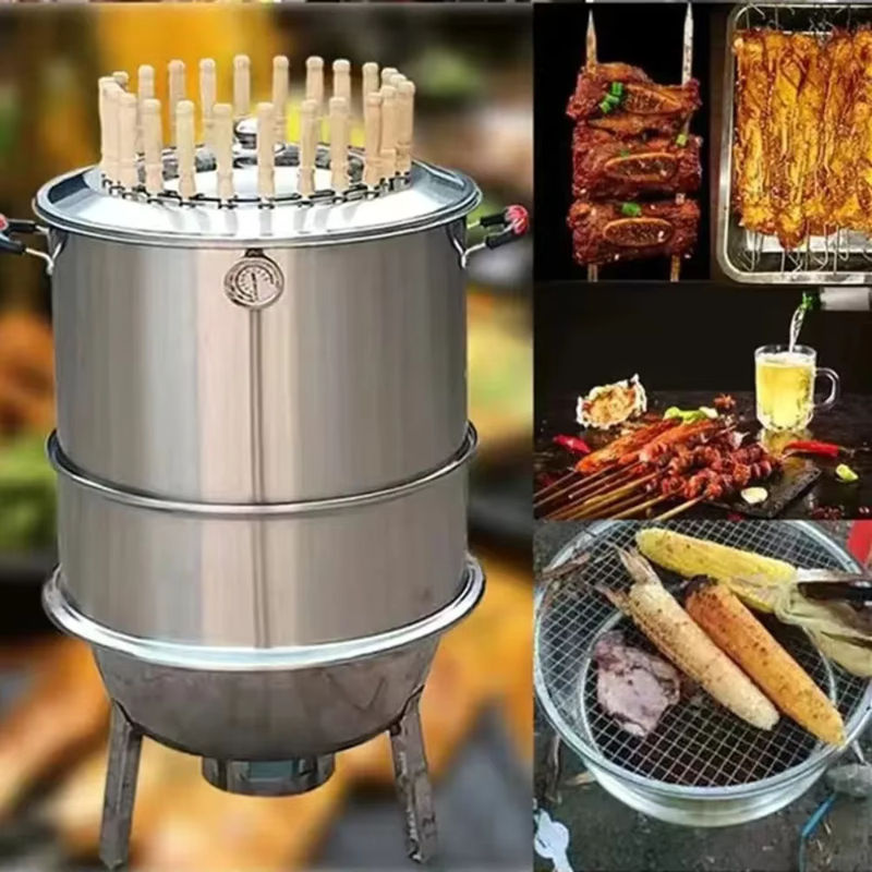 OEING 3-teiliges BBQ Hängeofen aus Edelstahl in Silber für Holzkohle - Bild 2