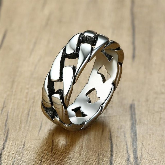 Vnox Ring Edelstahl, Vintage, Schwarz, Herren - Bild 1