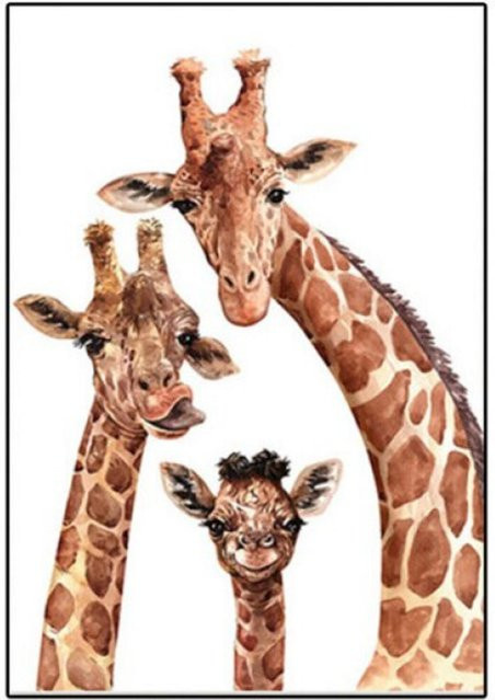 TPFLiving Poster Leinwand mit lustigen Giraffen in braunen Farbtönen, Modell JB2193-4, Breite: 70 cm, Höhe: 100 cm - Bild 1