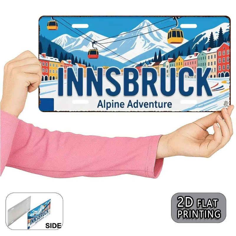 CIFBUY Innsbruck Vintage Metall-Aluminium-Schild als dekoratives Wandschild, Mehrfarbig, B: 30,48 cm, H: 15,24 cm - Bild 2