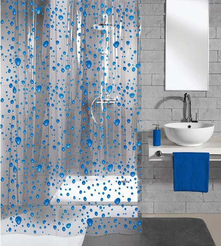 KLEINE WOLKE Duschvorhang Tropfen Design in Marineblau, B/H: 180 x 200 cm - Bild 1
