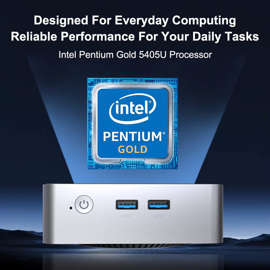 Ninkear M5 Neo Mini PC in Silber mit Intel Pentium Gold 5405U, 8GB RAM, 256GB SSD, Windows 11, Dual HDMI, WLAN und Bluetooth - Bild 4
