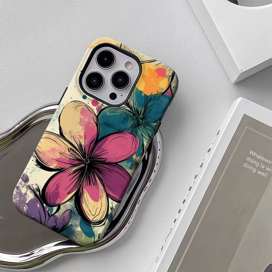 Vibrant Blooms Handyhülle für iPhone 17 16 15 14 13 12 11 Pro Max Plus mit doppelschichtiger Rückseite in Multicolour - Bild 5