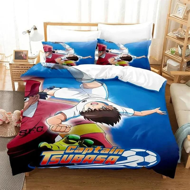Anime Captain Tsubasa Bettwäsche Set aus Mikrofaser mit Bettbezug und Kissenbezug für Kinder, Erwachsene und Jugendliche, Breite: 70 cm, Länge: 133 cm - Bild 1