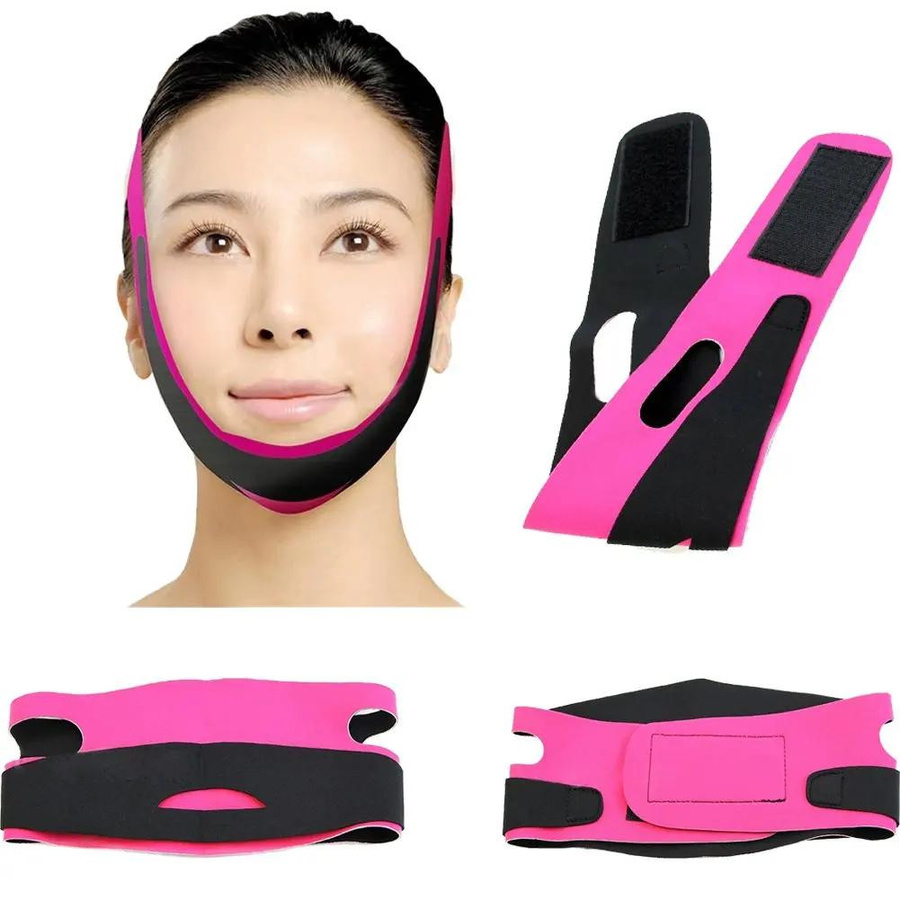 Facelift Reduziert Doppelkinn Bandage Gesicht V-Form Lift Up Gürtel, Rose Rot - Bild 5
