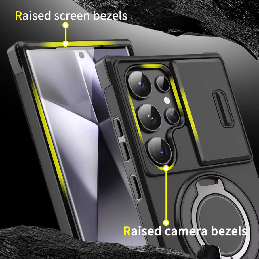 Samsung Magnetische Lanyard-Schutzhülle mit Ständer und Schiebe-Objektivschutz für Galaxy S26 S25 S24 S23 S22 Ultra Plus in Schwarz - Bild 3