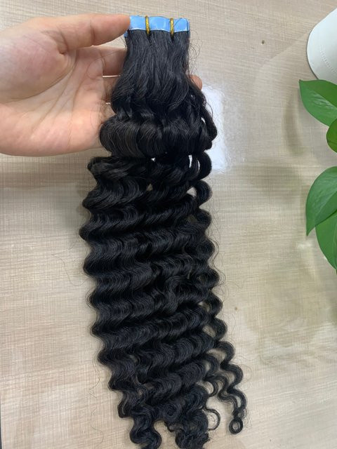 Kuin Deep Wave Tape-In-Haarverlängerungen aus Echthaar, 50 g, Unisex - Bild 1
