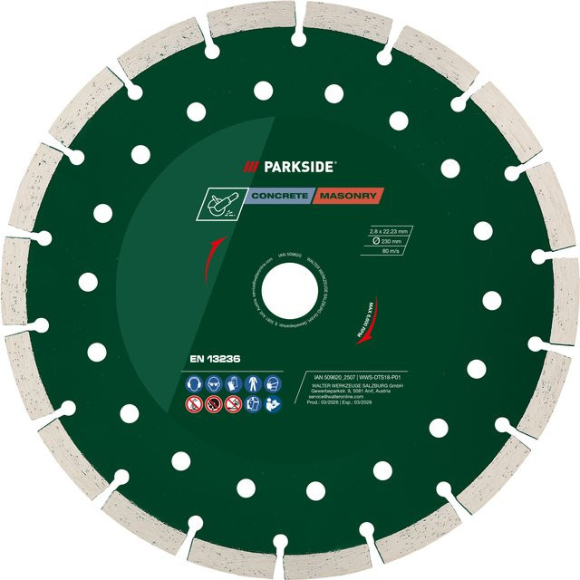Parkside Edelstahl-Trennscheiben-Set mit Diamant-Trennscheibe für Metall und Beton, Farbe: Grün - Bild 1
