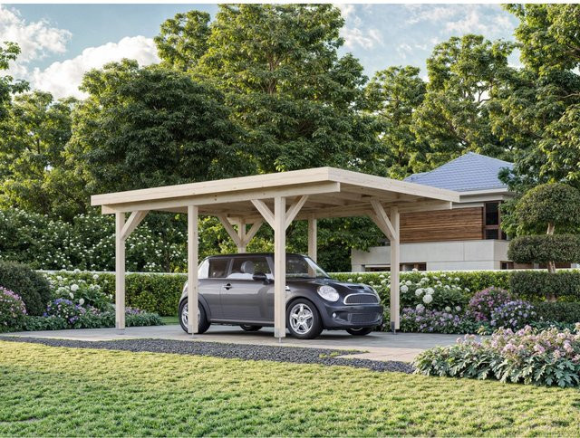 Palmako Carport Karl aus Fichtenholz mit Flachdach, Weiß, B/T/H: 315 x 372 x 230 cm - Bild 1