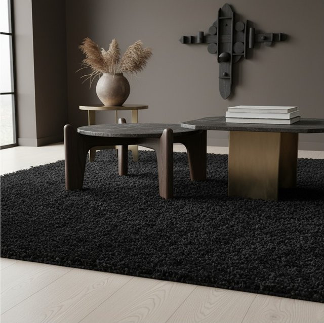 Hochflor Teppich SPREE von Kadima Design in Schwarz, einfarbig, B/T: 240 x 340 cm - Bild 1