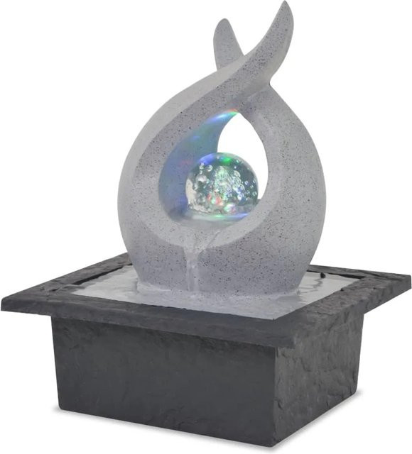 vidaXL Zimmerbrunnen mit LED aus Polyresin in Schwarz und Hellgrau - Bild 1