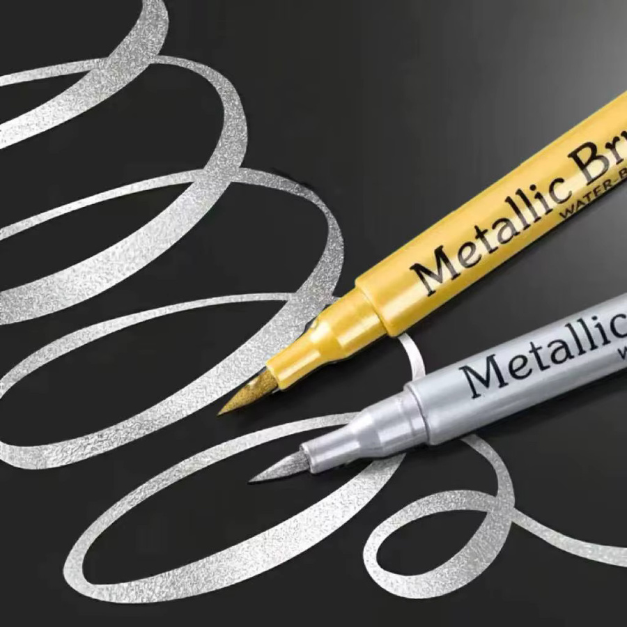 Set mit 5 metallischen Glitzermarkern in Gold und Silber zum Dekorieren von Fotoalben und Karten - Bild 5