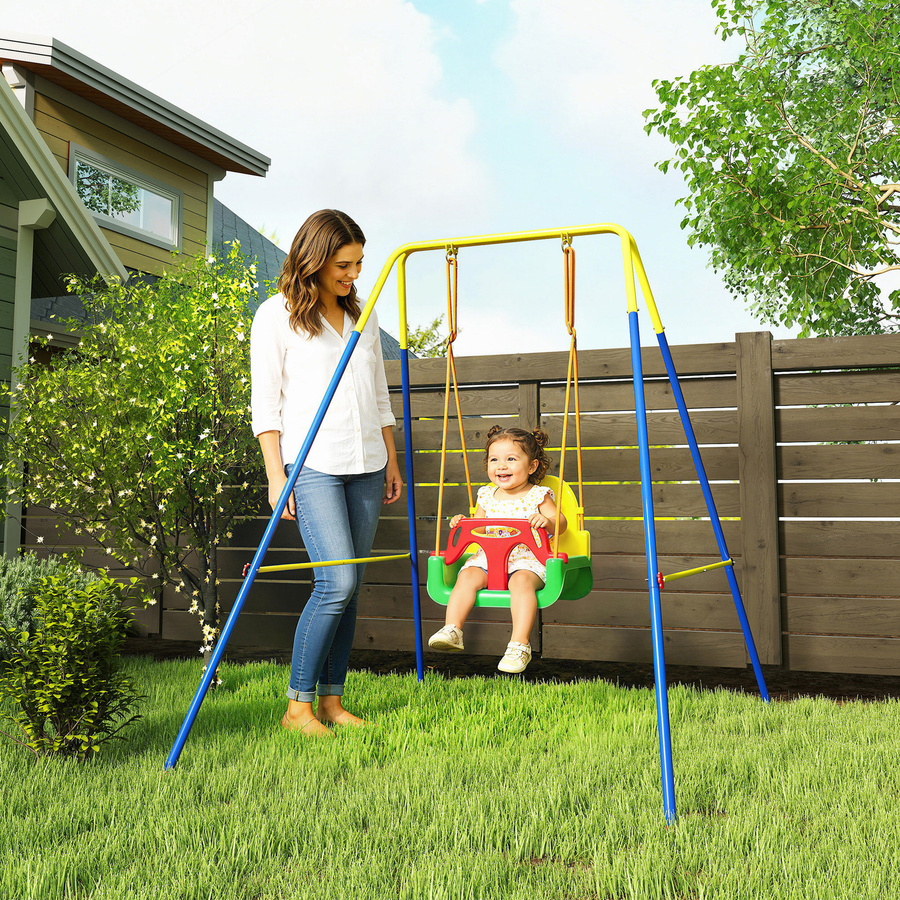 AIYAPLAY 3-in-1 Gartenschaukel, Grün, mit Sicherheitsgurt, ab 9 Monaten - Bild 2