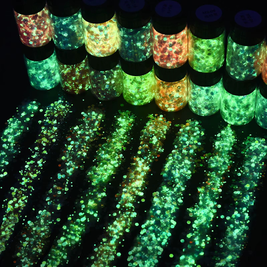 16-farbige leuchtende Pailletten in Multicolour für DIY-Epoxidharz, Schmuckherstellung und Nagelkunst - Bild 4