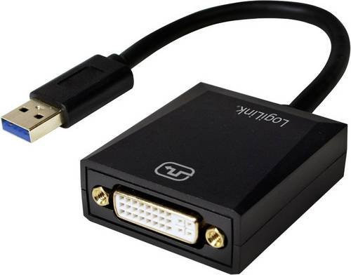 LogiLink UA0232 USB zu DVI Adapter Schwarz mit USB 3.2 Gen 1 Stecker A und DVI-Buchse 24+5pol. - Bild 1
