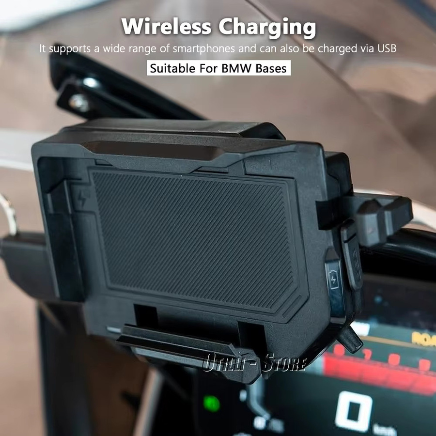 BMW Motorrad USB Drahtlose Ladehalterung für Telefon und Navigation für S1000RR S1000XR F900XR F900R C400X C400GT R1250RT R1250RS mit USB-C Anschluss in Schwarz oder Weiß - Bild 3