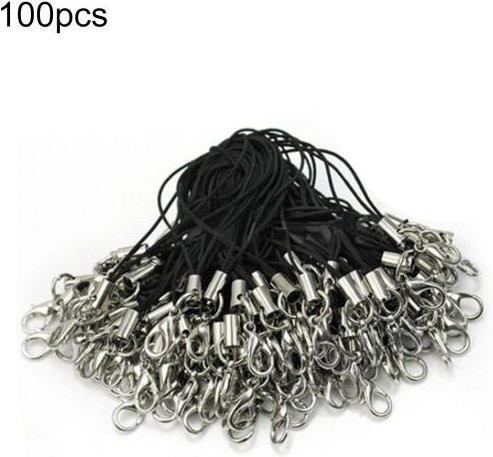 100 Stück Lifestyle Electronics Handy-Lanyards mit Hummer-Verschlüssen in Schwarz - Bild 1