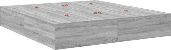 vidaXL Stauraumbett in Grau Sonoma mit Seitenfächern, B/T/H: 200 x 200 x 31,5 cm
