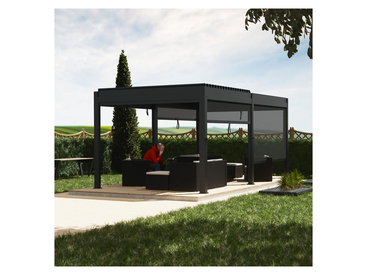 Juskys Pergola Lamellendach Tahiti Terrassenüberdachung aus Stahl in Anthrazit B: 5,9 m, T: 3 m - Bild 2