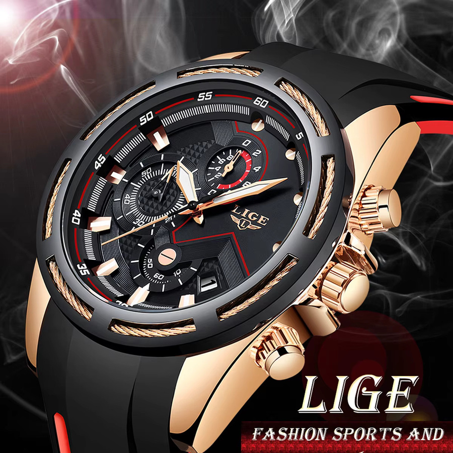 LIGE Armbanduhr Quarz, Silikon, Blau, Herren - Bild 2