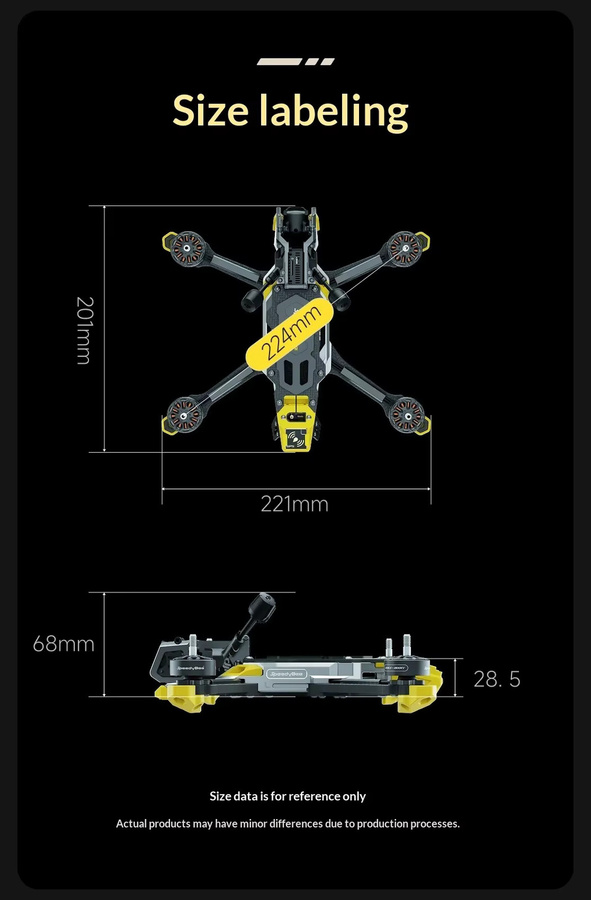 SpeedyBee Master5 V3 5-Zoll-FPV-Rahmen in Schwarz mit F405 V5 FC und O4 Pro Air Unit kompatibel - Bild 2