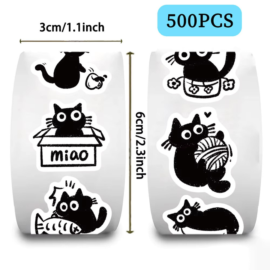 500 Stück Cartoon Schwarze Katze Graffiti Aufkleber wasserfest für Gepäck und Notebook in Schwarz - Bild 2